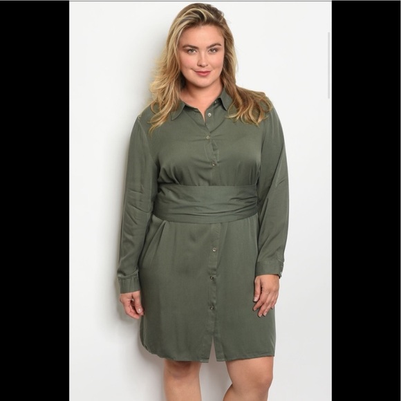 Super HOT Olive Green PLUS Dress Size 1X NWT - Picture 2 of 4